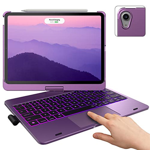 Typecase Touch Keyboard Case with Trackpad for iPad Air 5th Gen (10.9-inch, 2022): 360° Rotatable - 11 Colors Backlight - Wireless Keyboard with Pencil Holder for iPad Air 5th & 4th Gen